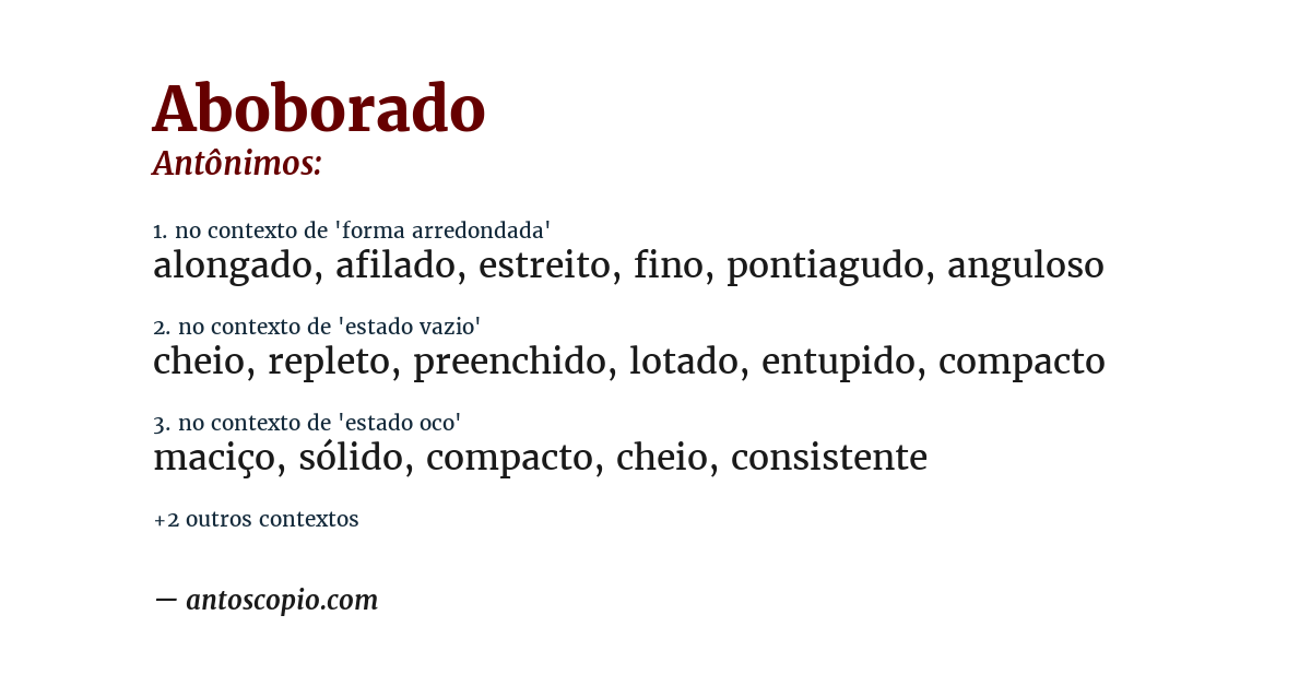Antônimo de aboborado