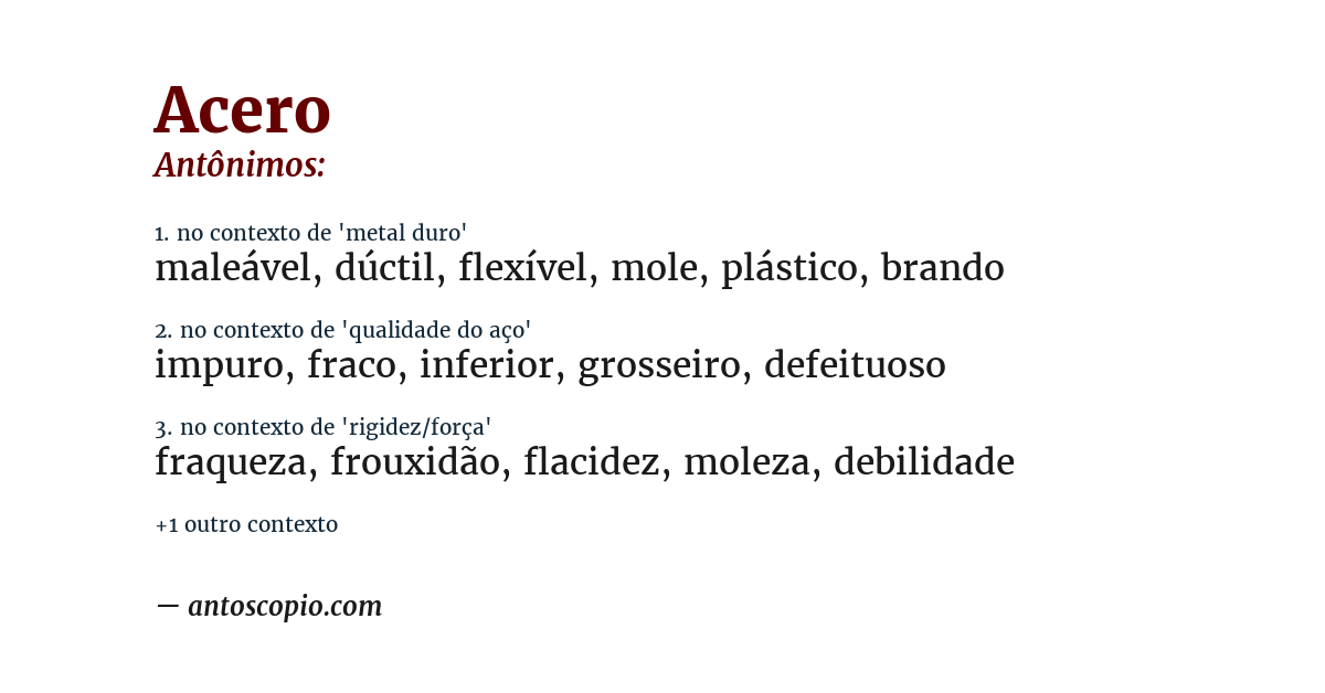 Antônimo de acero