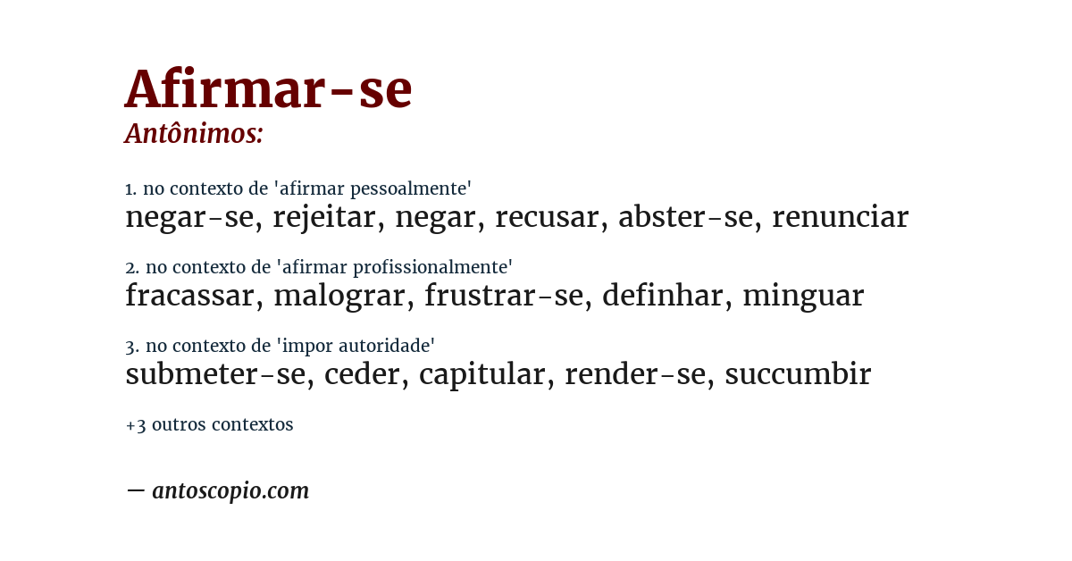 Antônimo de afirmar-se