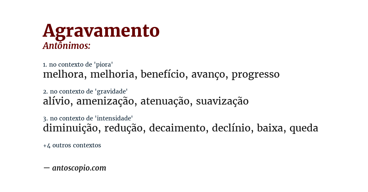 Antônimo de agravamento
