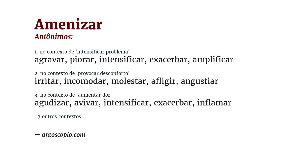 Antônimo de amenizar