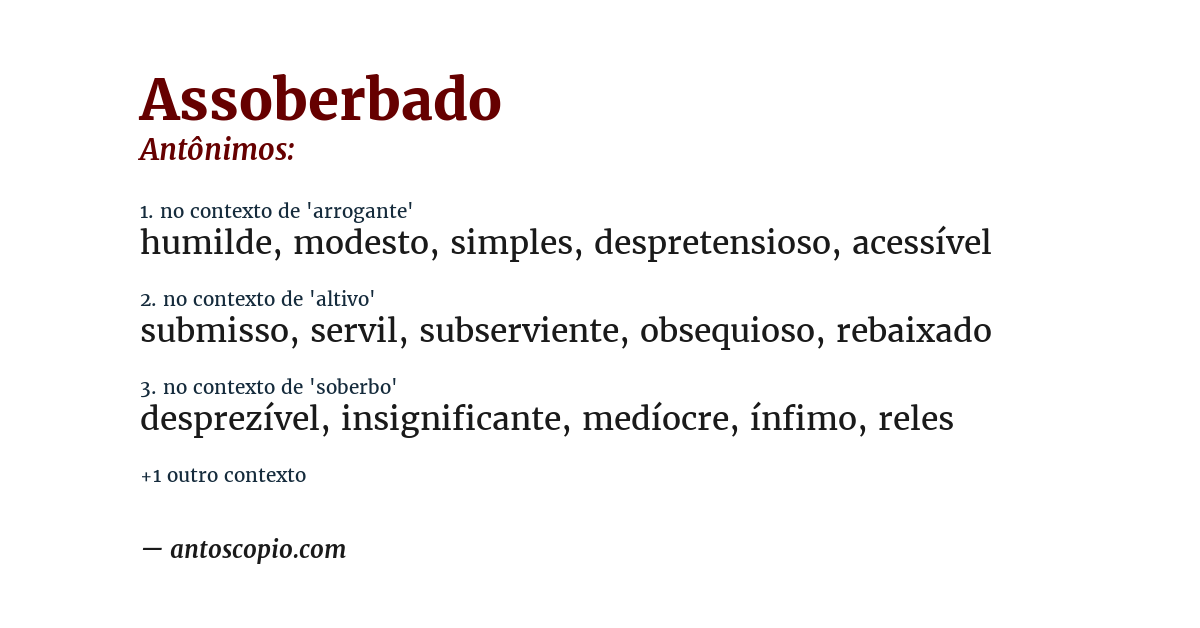 Antônimo de assoberbado