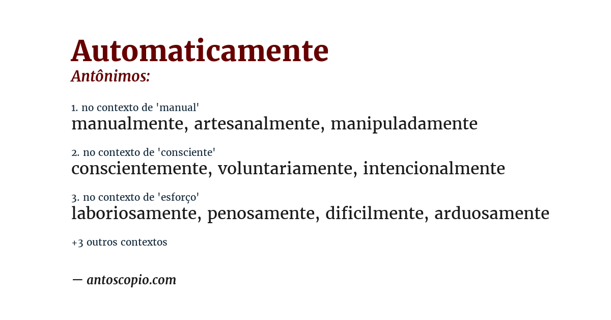 Antônimo de automaticamente