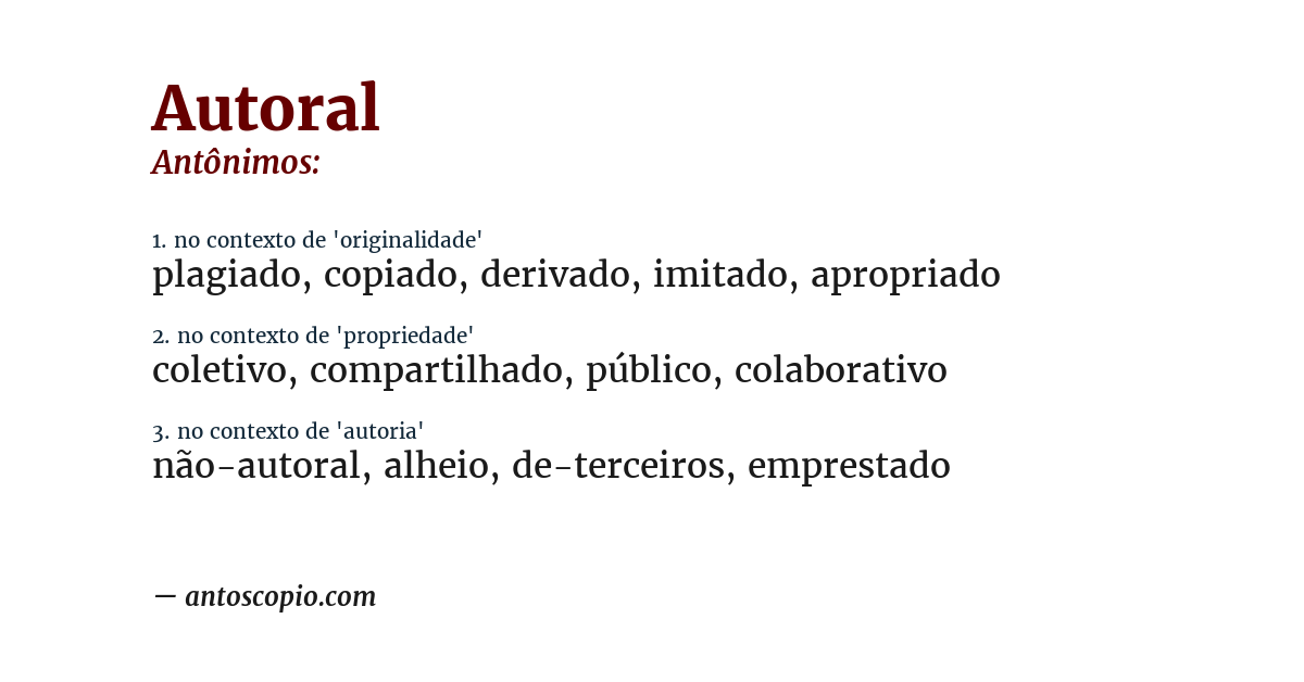 Antônimo de autoral