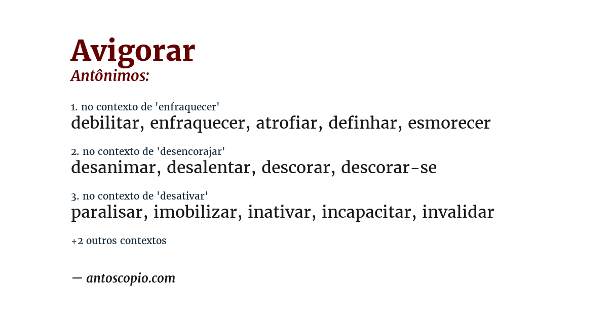 Antônimo de avigorar