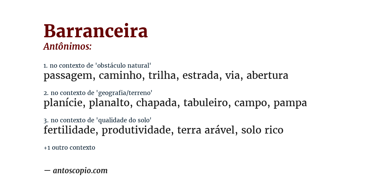 Antônimo de barranceira