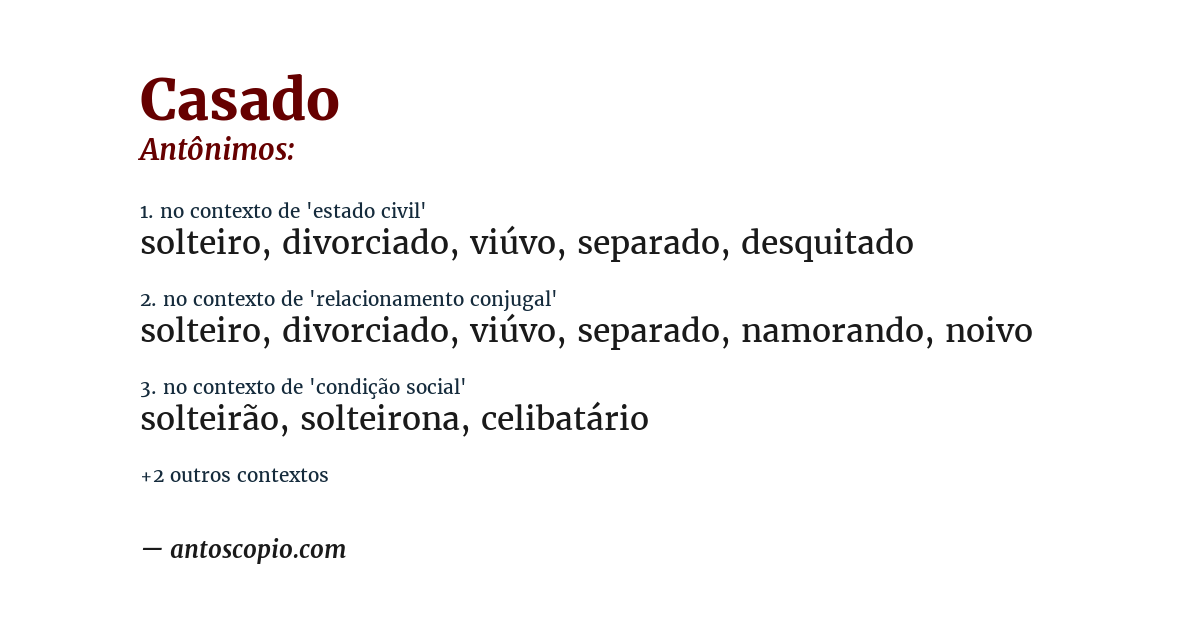 Antônimo de casado