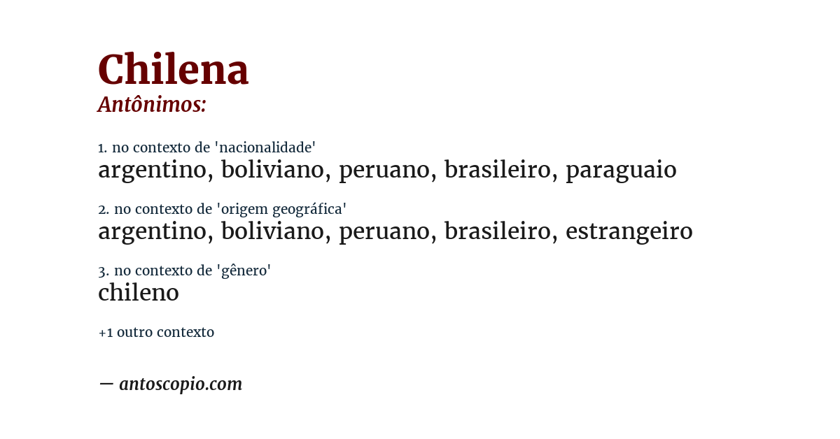 Antônimo de chilena