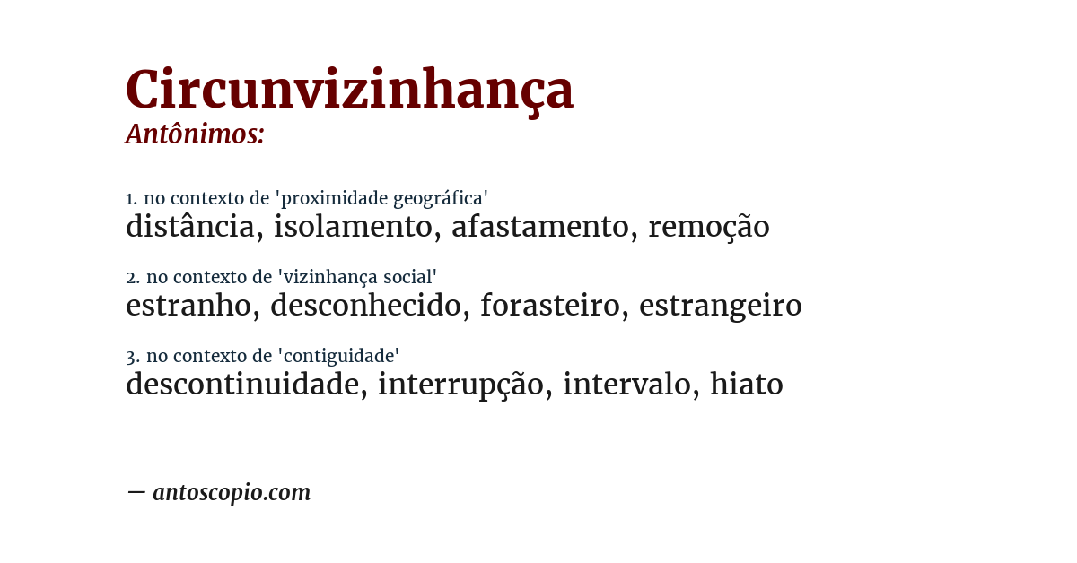 Antônimo de circunvizinhança