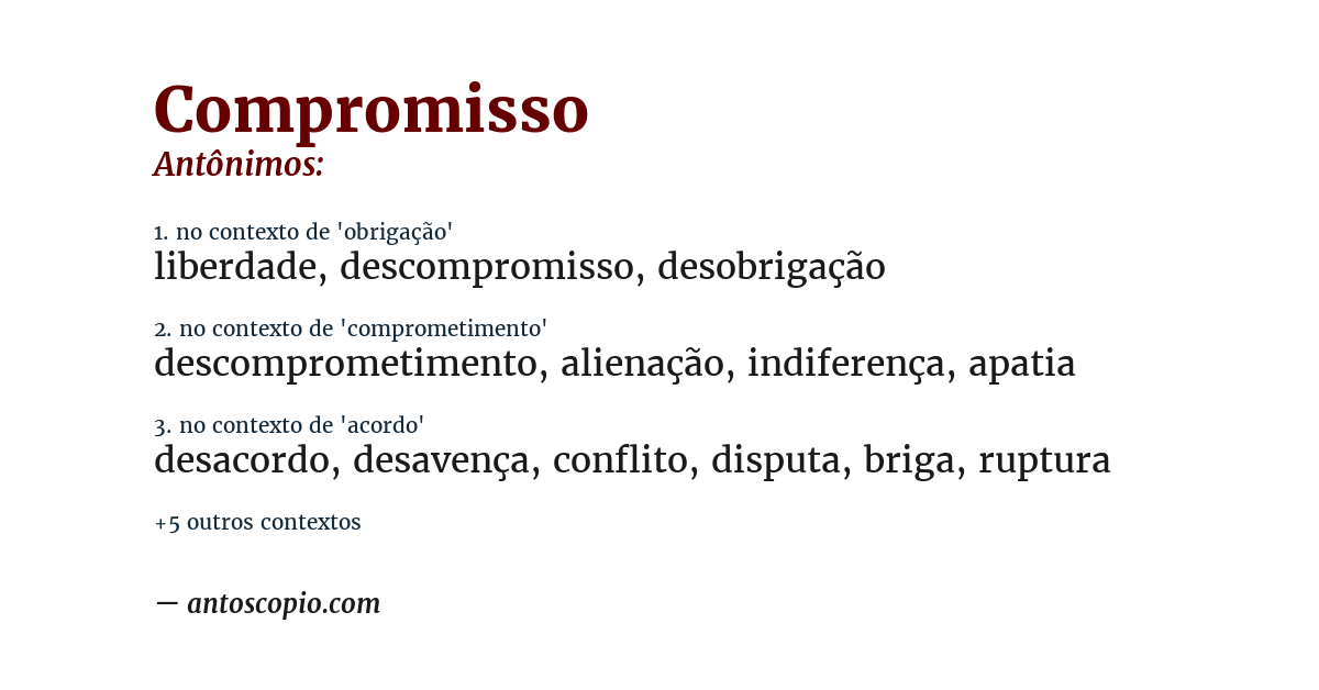 Antônimo de compromisso