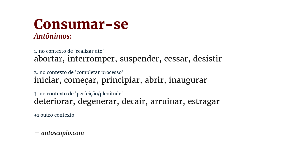 Antônimo de consumar-se