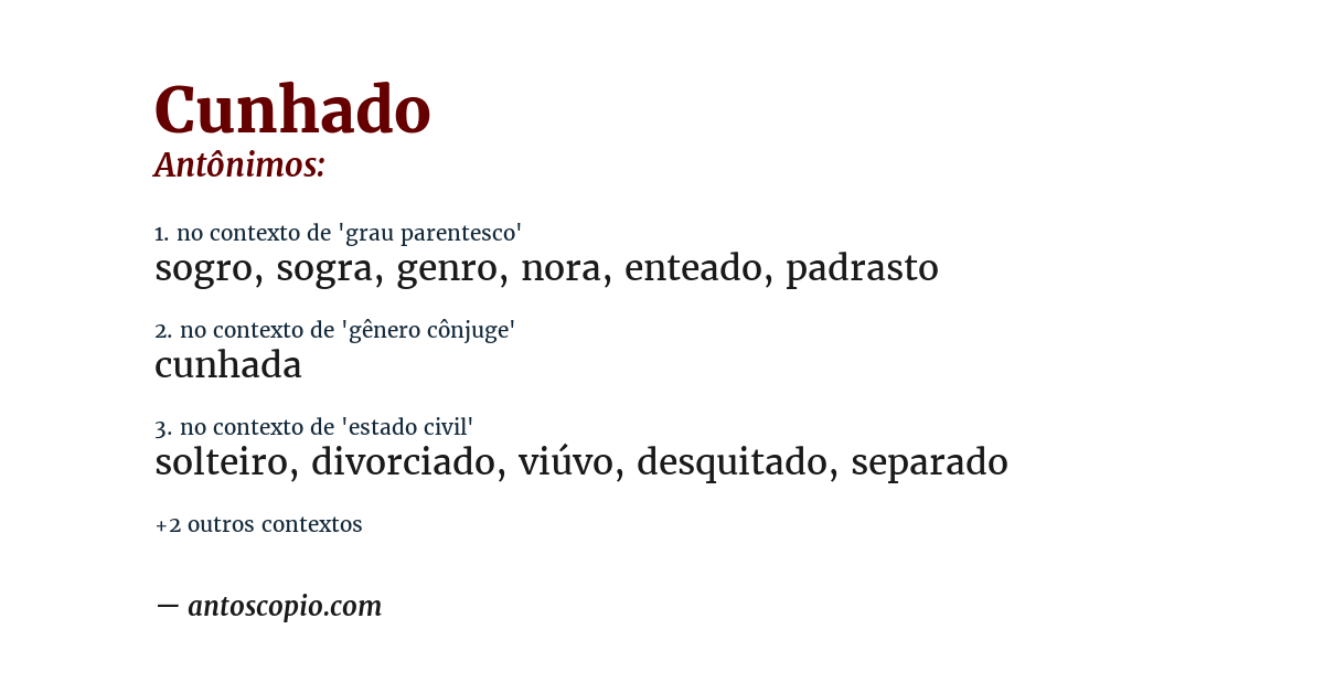 Antônimo de cunhado