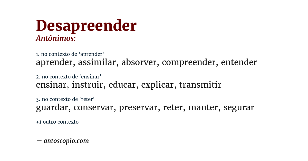 Antônimo de desapreender