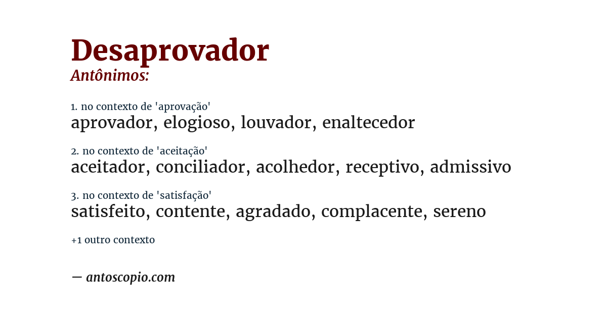 Antônimo de desaprovador