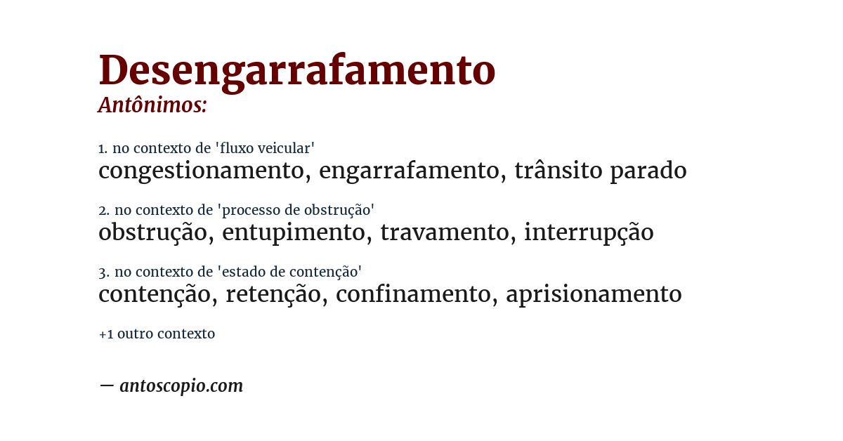 Antônimo de desengarrafamento