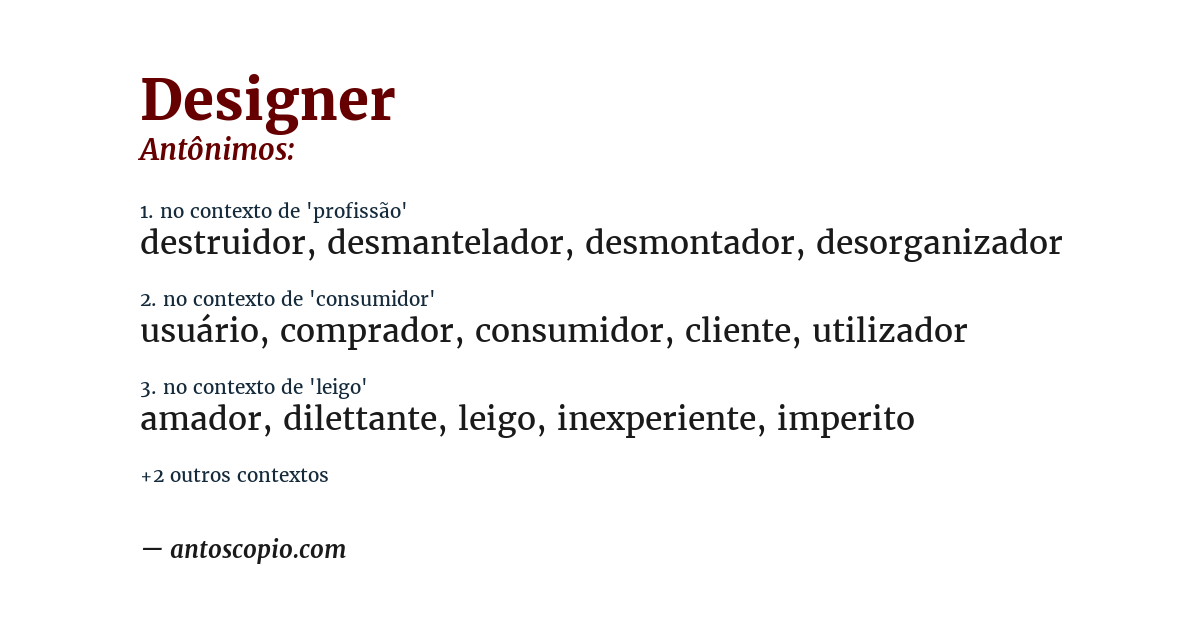 Antônimo de designer