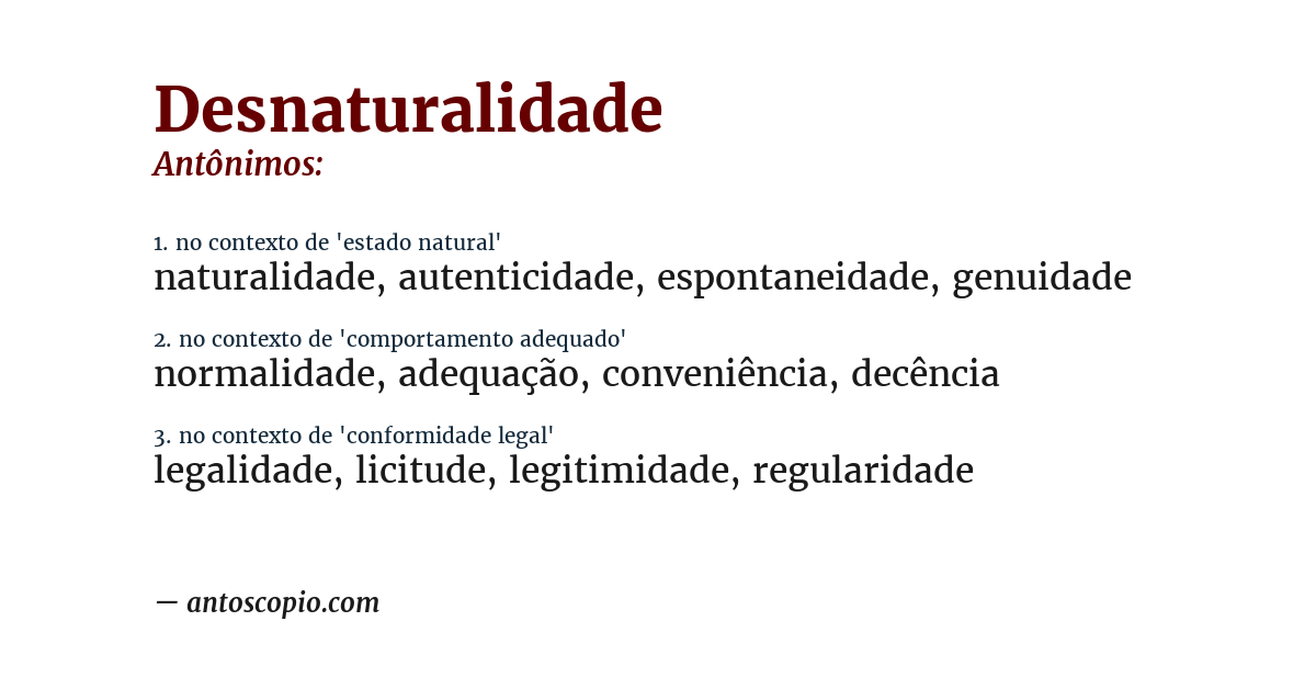 Antônimo de desnaturalidade