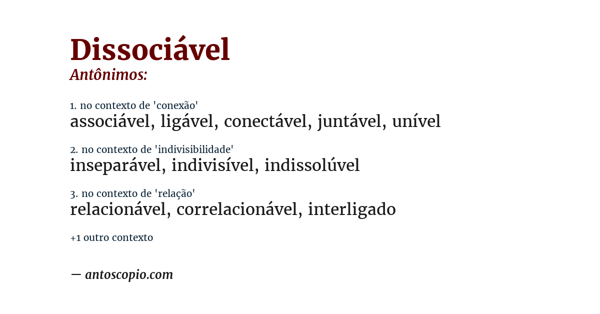 Antônimo de dissociável