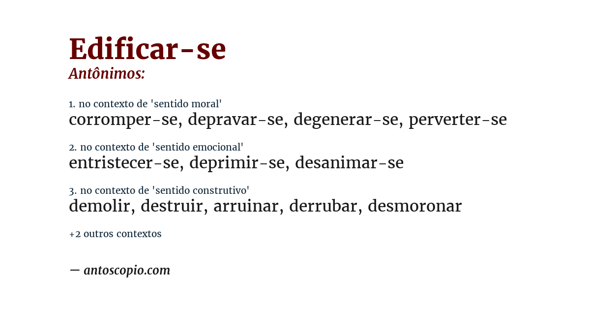 Antônimo de edificar-se