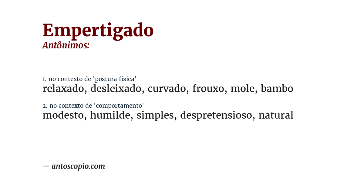 Antônimo de empertigado
