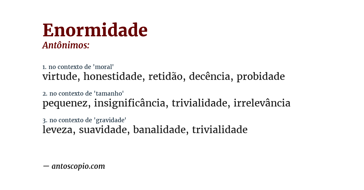 Antônimo de enormidade