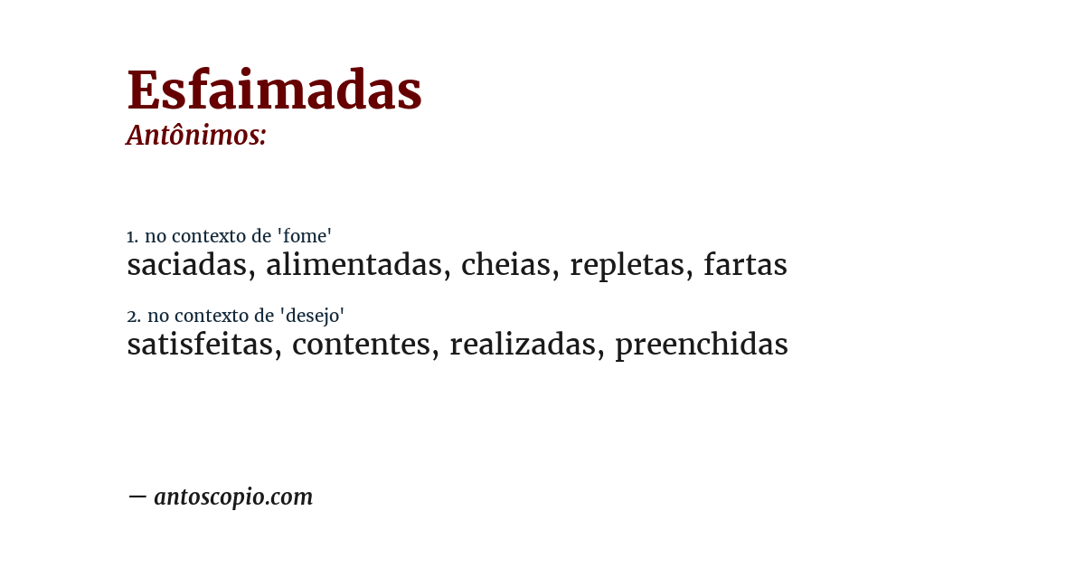 Antônimo de esfaimadas
