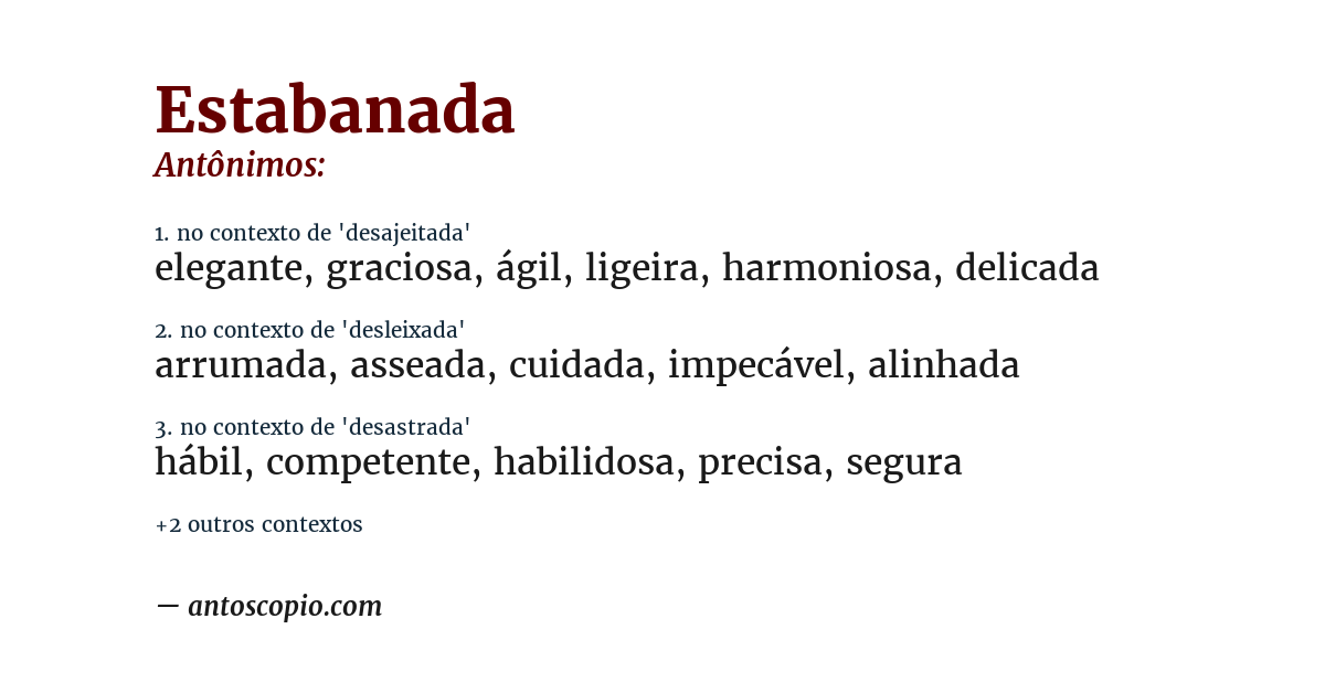 Antônimo de estabanada