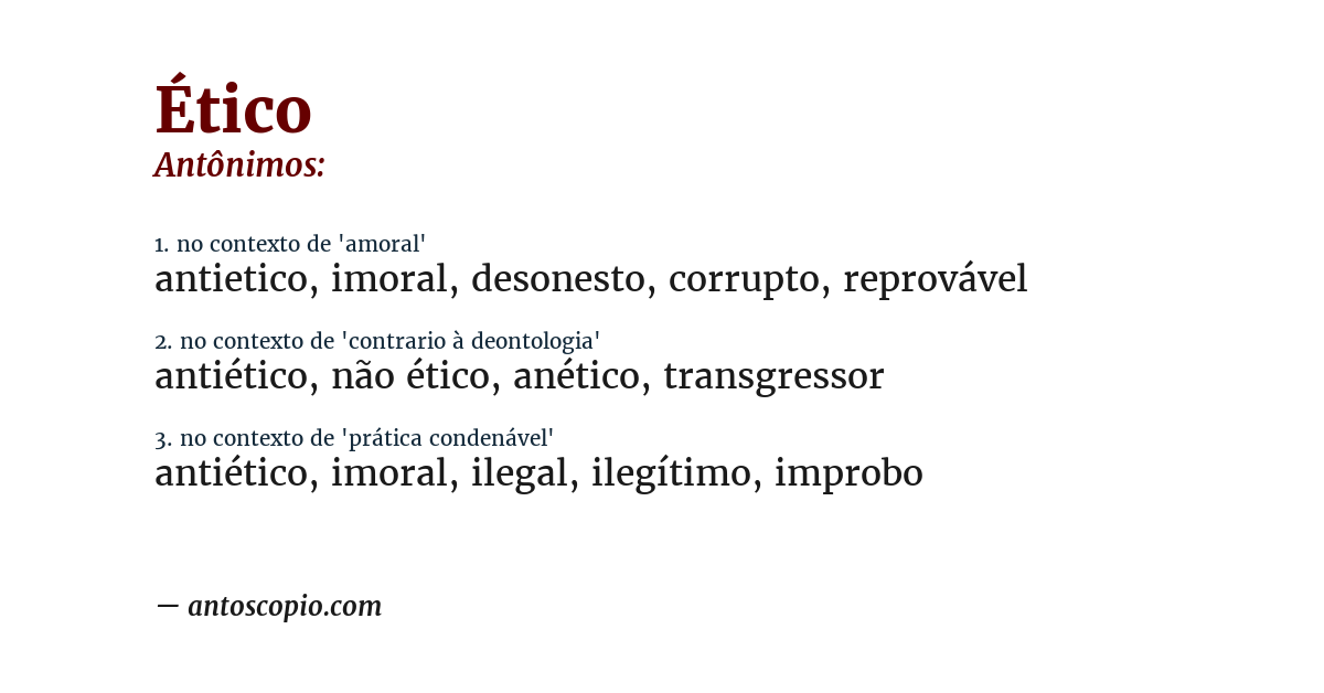 Antônimo de ético