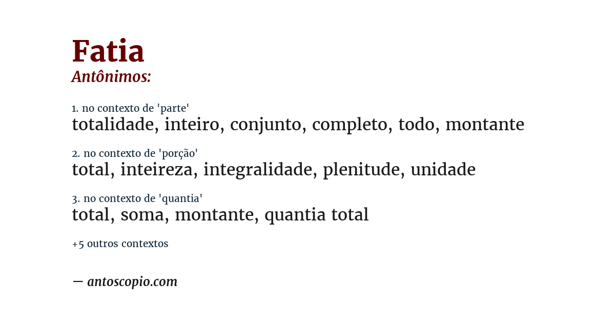 Antônimo de fatia