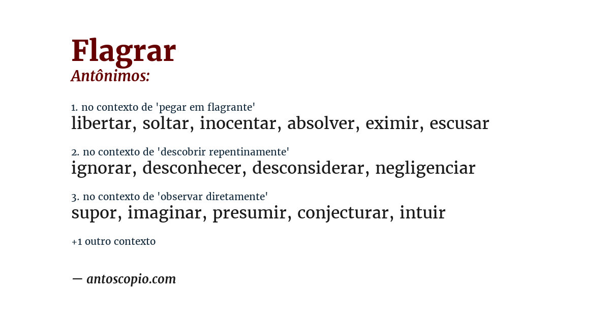 Antônimo de flagrar