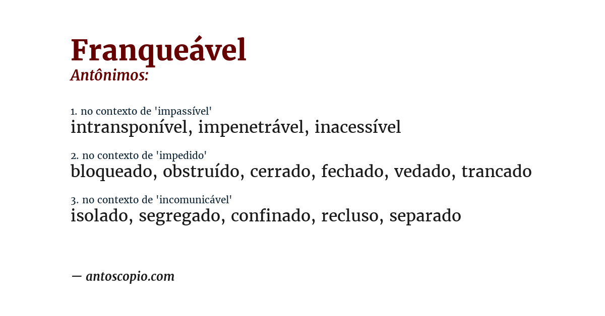 Antônimo de franqueável