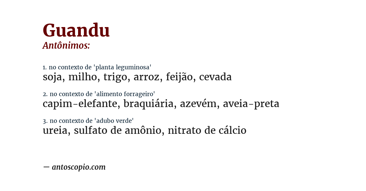 Antônimo de guandu