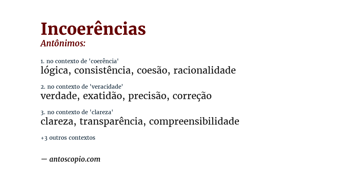 Antônimo de incoerências