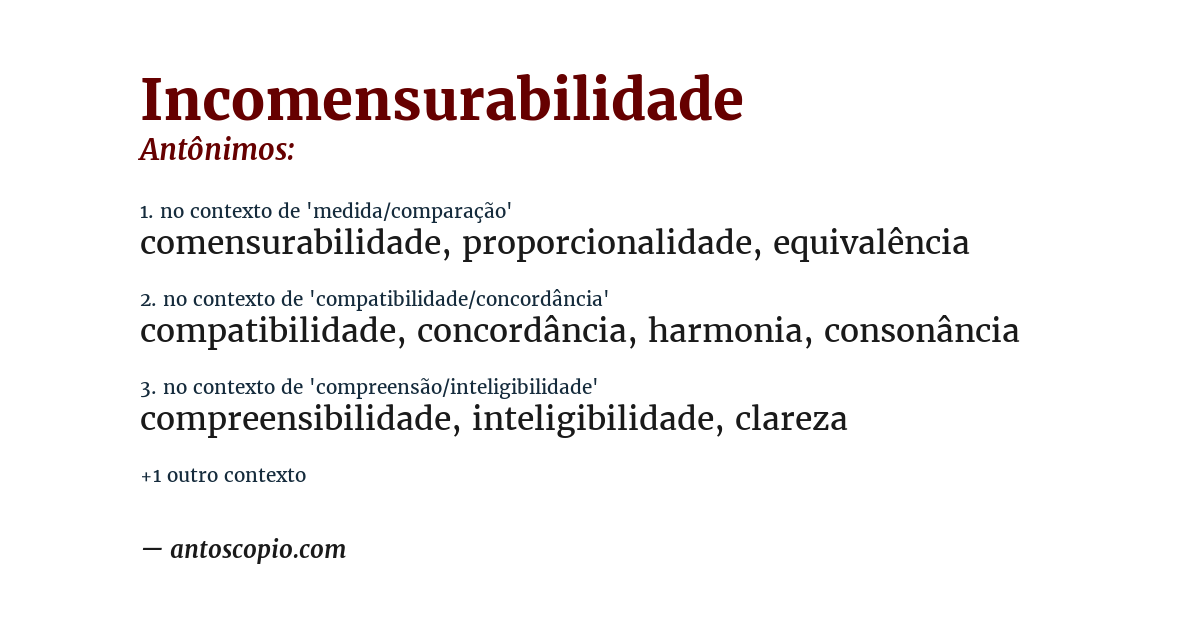 Antônimo de incomensurabilidade