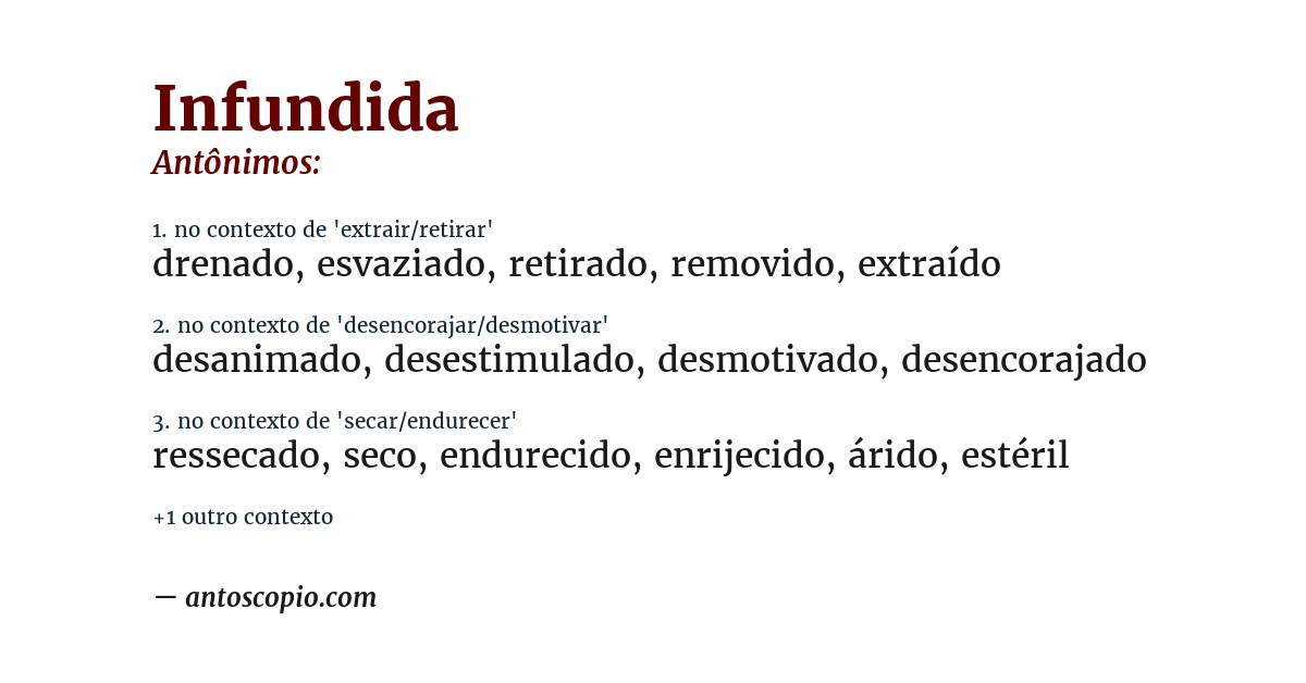 Antônimo de infundida