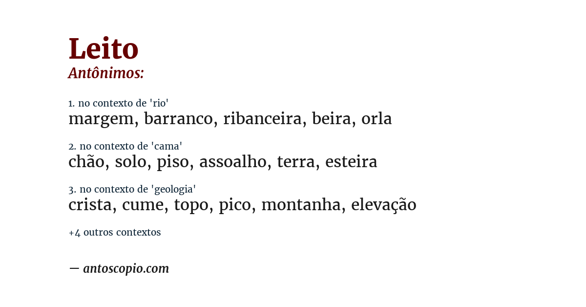 Antônimo de leito