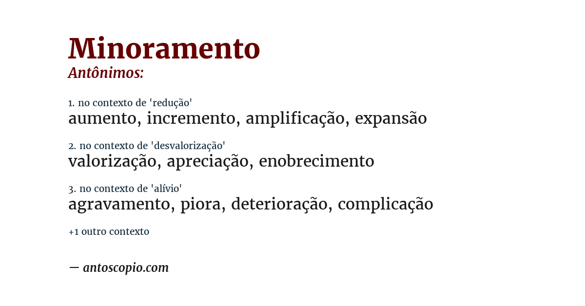 Antônimo de minoramento