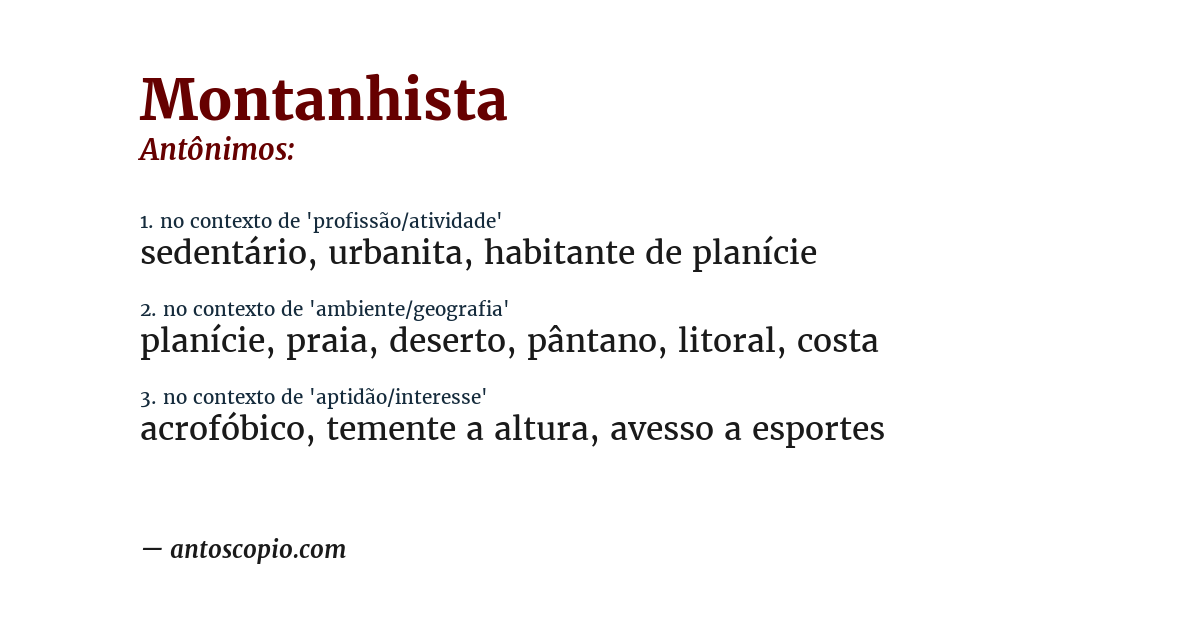 Antônimo de montanhista