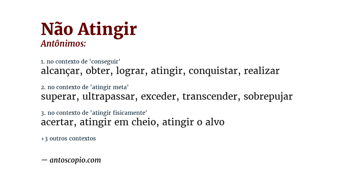 Antônimo de não atingir