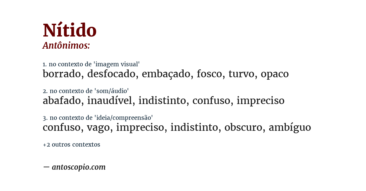 Antônimo de nítido