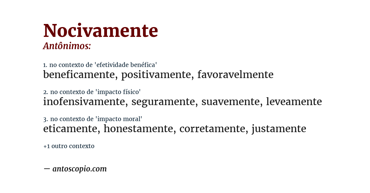Antônimo de nocivamente