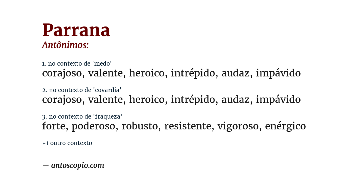 Antônimo de parrana