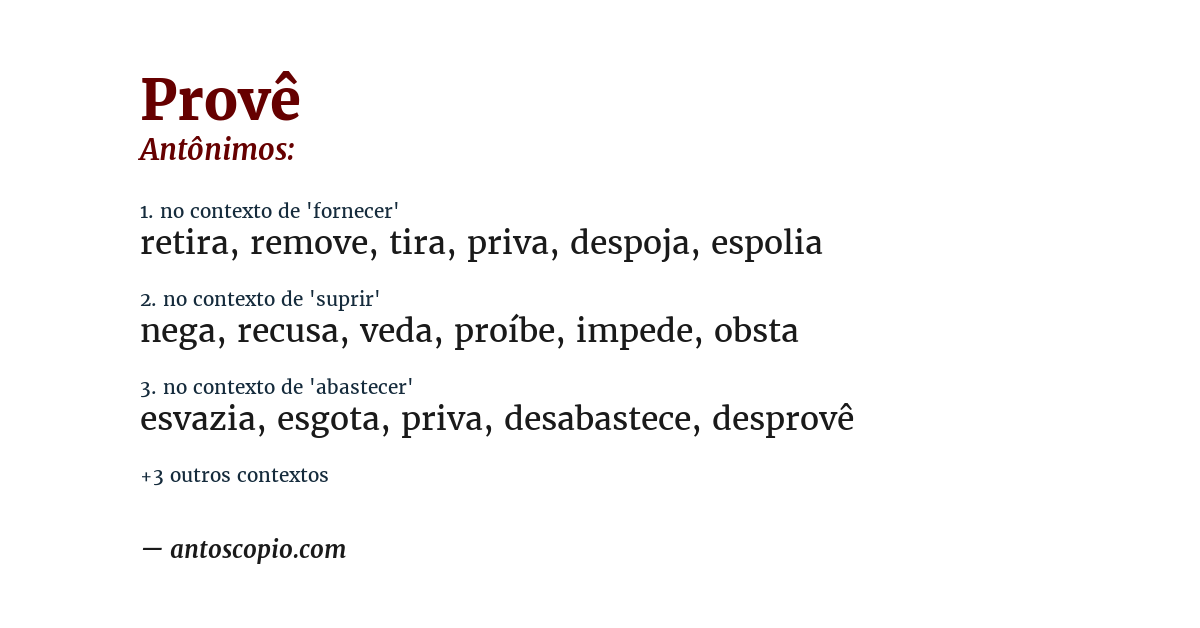 Antônimo de provê