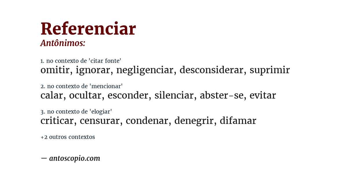 Antônimo de referenciar