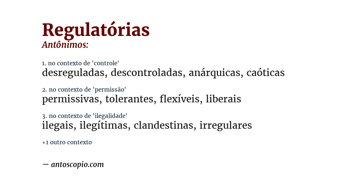 Antônimo de regulatórias