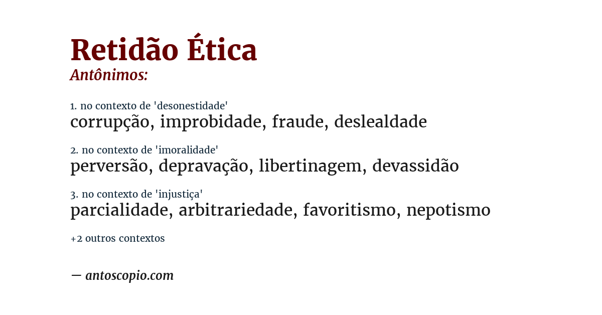 Antônimo de retidão ética