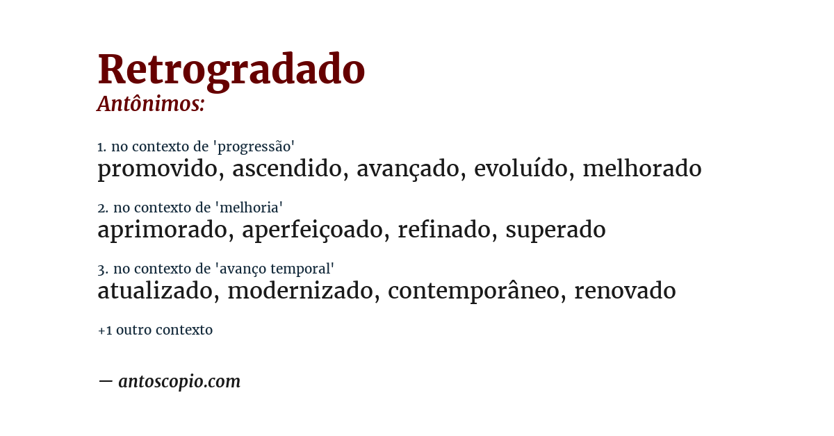 Antônimo de retrogradado