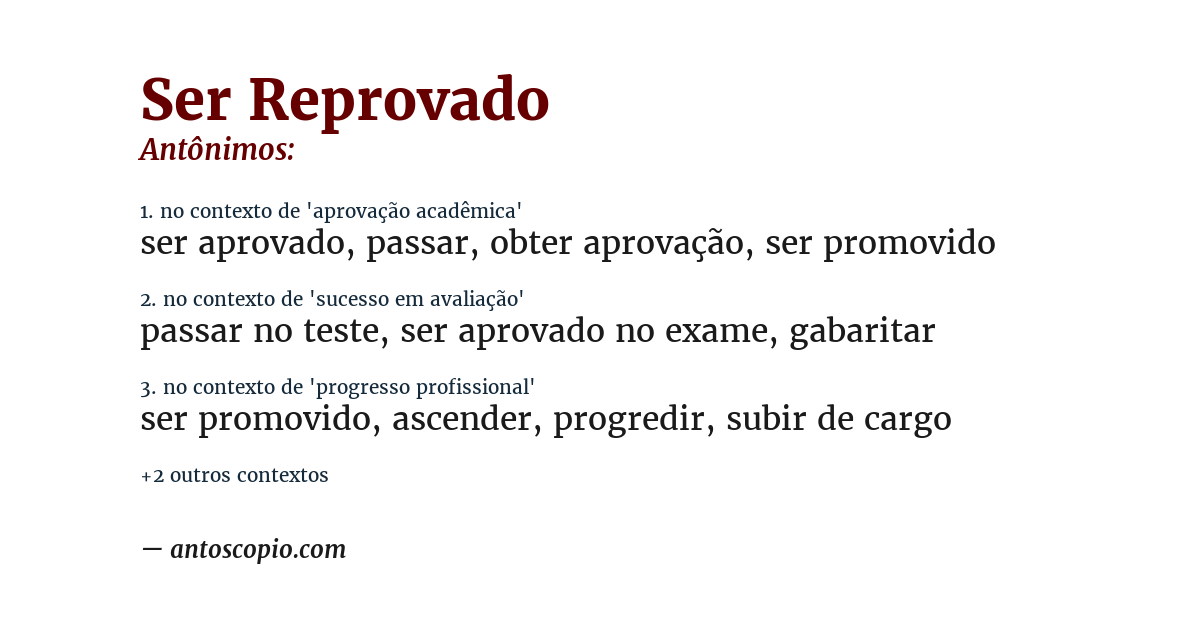 Antônimo de ser reprovado