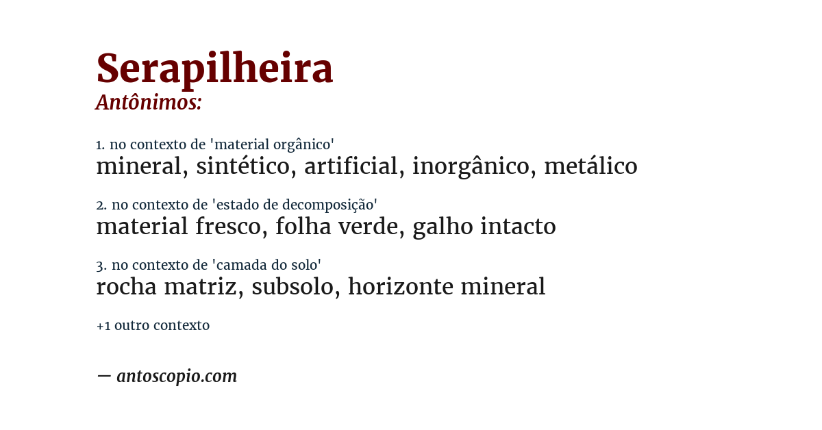 Antônimo de serapilheira