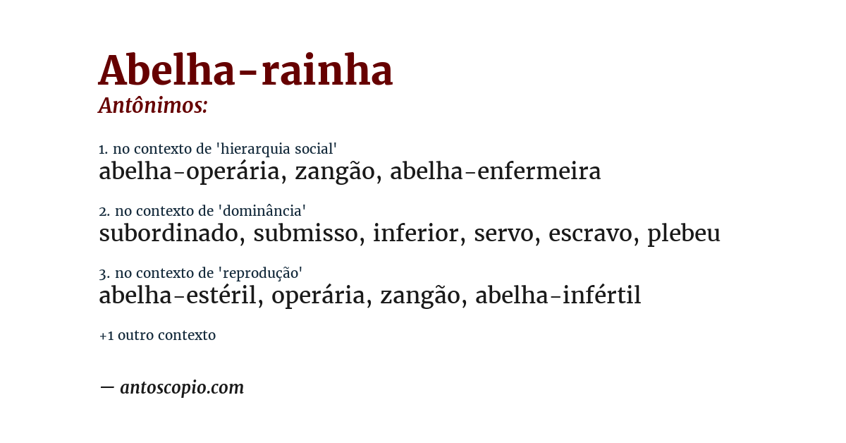 Antônimo de abelha-rainha